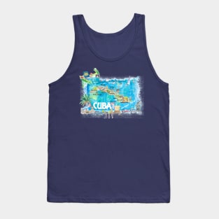 Cuba_ Illustrated_ Travel_ Map_ with_ Roads_ and_ HighlightsM Tank Top